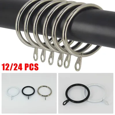 12/24pcs Metal Curtain Rings Hanging Hooks For Hold Curtains Draperies Shower Curtain French Curtain Home Improvement Tools