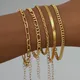 Fashion Classic 5pcs/Set Gold Color Snake Chain Bracelets For Women Men Vintage Link Chain Bangle