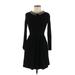 Trafaluc by Zara Cocktail Dress - A-Line Crew Neck Long sleeves: Black Solid Dresses - Women's Size Medium