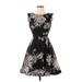 Eri + Ali Casual Dress - A-Line: Black Floral Dresses - Women's Size 0