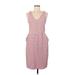 J. McLaughlin Casual Dress - Sheath V Neck Sleeveless: Pink Stripes Dresses - Women's Size Medium