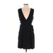 BCBGMAXAZRIA Casual Dress - Wrap V-Neck Sleeveless: Black Solid Dresses - New - Women's Size 2