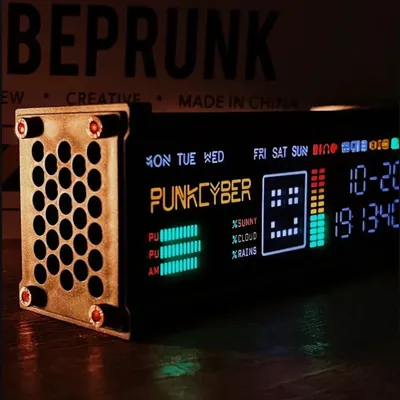WFD Retro Electronic Tube Clock Pseudo-Fluorescent Matrix Cyberpunk Spectrum Function Desktop Decorations