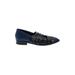 Luxury Rebel Flats: Slip-on Chunky Heel Casual Blue Print Shoes - Women's Size 36 - Almond Toe