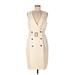 J.Crew Casual Dress - Sheath Plunge Sleeveless: Ivory Print Dresses - Women's Size 10
