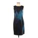 Elie Tahari Casual Dress - Sheath High Neck Sleeveless: Blue Print Dresses - Women's Size 4