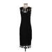 DKNY Casual Dress - Party Crew Neck Sleeveless: Black Print Dresses - Women's Size Small