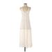 Cotton Candy LA Casual Dress - A-Line Plunge Sleeveless: Ivory Solid Dresses - Women's Size Small