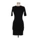 Topshop Casual Dress - Bodycon Crew Neck Short sleeves: Black Print Dresses - Women's Size 6