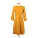 Banana Republic Factory Store Casual Dress - A-Line High Neck 3/4 sleeves: Yellow Print Dresses - New - Women's Size 2