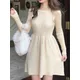 Robe pull A-ligne taille haute pour femme mini robes coréennes élégantes robe éducative