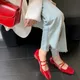 Mary-Chaussures à essence à talons hauts pour femmes ballerines rouges élégantes pour dames