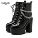 Gdgydh – chaussures gothiques noires pour femmes bottines à talons hauts Sexy chaîne Style Punk