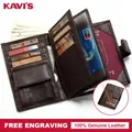 KAVIS-Portefeuille en cuir véritable pour homme porte-passeport porte-monnaie étui de voyage