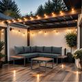 Latitude Run® Demicheal 4 Piece Sofa Seating Group w/ Cushions Wood/Metal/Natural Hardwoods in Brown/Gray/White | Outdoor Furniture | Wayfair