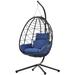 Latitude Run® Egg Hanging Chair w/Stand Patio Wicker Swing Egg Chair Indoor Swinging Chair Outdoor Hammock Red | Wayfair