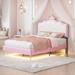 Gemma Violet Upholstered Princess Bed w/ Crown Headboard | Twin | Wayfair 14F18CA437394AF38C5093DE6817C797