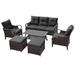 Red Barrel Studio® 6 Pcs Outdoor Sectional Sofa w/ Reclining Backrest in Black | Wayfair FCE784B2FA6E421B874AB376E00D83CD