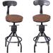 Latitude Run® Set Of 2 Industrial Leather Bar Stools-Adjustable Swivel Metal Bar Stool-24-30 Tall Seat Height Counter Height To Bar Height-Kitchen Stool Dining Chai | Wayfair