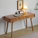 Orren Ellis 31.5" Brown Rectangular Solid Wood Desk,2-drawer | 29.53" H x 31.50" W x 17.72" D | Wayfair 3BF3FDADFBF2408488B326ECCFFE622C