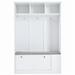 Latitude Run® Kendol Hall Tree 47.2" Wide w/ Bench & Shoe Storage, Metal in White | 71.3 H x 47.2 W x 15.7 D in | Wayfair