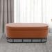 Everly Quinn Ghevont Faux Leather Storage Bench Faux Leather/Upholstered/Leather in Brown | 19.01 H x 47.61 W x 16.91 D in | Wayfair