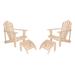 Rosecliff Heights Brently Solid Wood Adirondack Chairs w/ Ottoman Set Wood in Brown | 36 H x 26 W x 35 D in | Wayfair