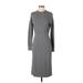 Banana Republic Casual Dress - Sweater Dress Crew Neck 3/4 sleeves: Gray Print Dresses - Women's Size Small