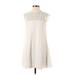 Dee Elle Casual Dress - Mini High Neck Short sleeves: Ivory Solid Dresses - Women's Size Small