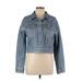 DKNY Jeans Denim Jacket: Short Blue Solid Jackets & Outerwear - Women's Size Large