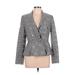 TAILORED by Rebecca Taylor Blazer Jacket: Short Gray Print Jackets & Outerwear - Women's Size 8