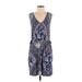 24/7 Maurices Casual Dress V-Neck Sleeveless: Blue Floral Dresses - New - Women's Size Small