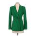 Zara Blazer Jacket: Below Hip Green Print Jackets & Outerwear - Women's Size Small