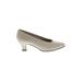 Liz Claiborne Heels: Pumps Kitten Heel Work Ivory Print Shoes - Women's Size 7 1/2 - Almond Toe