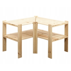PROREGAL Eckregal WOODLAND | HxBxT 64x80x50cm | Fachlast 120kg | 2 Fachboden | Kiefernholz | Natur | Bücherregal Küchenregal Image
