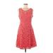 Jessica Simpson Casual Dress - Party Scoop Neck Sleeveless: Red Print Dresses - Women's Size 6