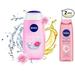 NIVEA Body Wash Waterlily & Oil Shower Gel Pampering Care with Refreshing Scent of Waterlily Flower 250 ml & NIVEA Rose Water Gel Body lotion 75 ml