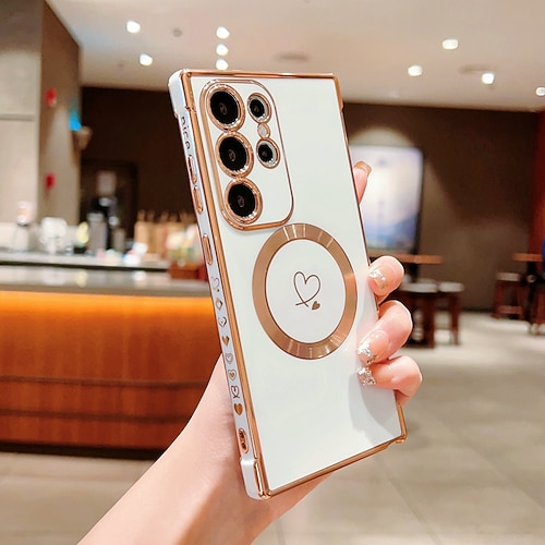 Handy Hülle Handyhüllen Für Samsung Galaxy S26 Ultra Plus S25 S24 S23 S22 S23 FE S21 Ultra Plus Rückseite Unterstützt kabelloses Laden Stoßfest Herz TPU Beschichtung Image