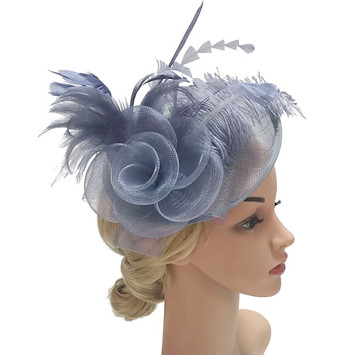 Feder-/Netz-Fascinator, Kentucky-Derby-Hut, Blumen, Kopfbedeckung mit Blumenmuster, 1 Stück, besonderer Anlass, Pferderennen, Damentags-Kopfbedeckung Image