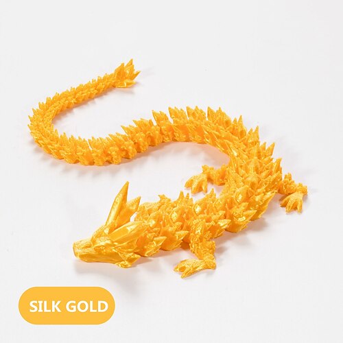 3D-gedruckter Kristalldrache, Edelsteindrache, 3D-bewegliches Drachenspielzeug, drehbar und Drache, chinesische, flexible, realistische Verzierung Image