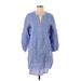 Vineyard Vines Casual Dress - Mini V-Neck 3/4 sleeves: Blue Dresses - Women's Size X-Small