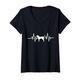 Damen Hunde-T-Shirt mit Herzschlag, lustiges cooles T-Shirt für Welpenliebhaber T-Shirt mit V-Ausschnitt