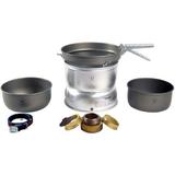 JIAH - 25-7 Ultralight Hard Anodized Camping Cookset With Gas Burner | Includes: Gas Stove 2 HA Pots HA Frypan Upper & Lower Windshield Pot Gripper & Strap