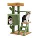 ZephyPaws Desert Cactus Cat Tree Ladder Multi Levels Condo Cat Tower with Double Condos Spacious Perch Fully Wrapped Scratching Sisal Posts and Dangling Balls Green