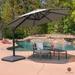 11Ft Patio Round Umbrella Outdoor Market Hanging Aluminum Umbrella with Crank and Base(Gray)