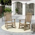 Polytrends Laguna Classic Poly Eco-Friendly All Weather Rocking Chair (Set of 2) Weathered Wood
