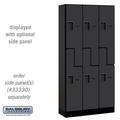 Salsbury 12 in. x 6 ft. x 15 in. 3 Wide Double Tier S Style Designer Wood Locker - Black