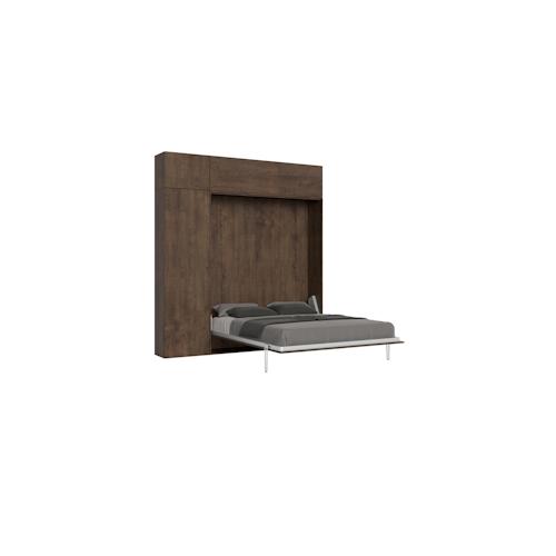 Itamoby Kentaro Noce Doppelbett mit Säule - Oberlichtschrank - Oberschrank über Säule Klappbett