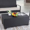 LLBIULife Outdoor Table Wicker Patio Coffee Table All-Weather Rattan Side Table with Waterproof Cover Brown