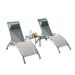 FOAUUH Pool Lounge Chairs Set of 3 Adjustable Aluminum Outdoor Chaise Lounge Chairs with Metal Side Table All Weather for Deck Lawn Poolside Backyard (Grey 2 Lounge Chairs+1 Table)